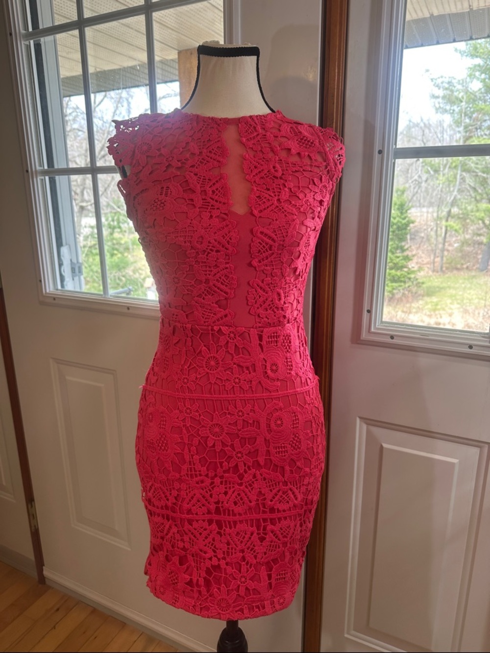 Lipsy Hot Pink Lace Mini Dress